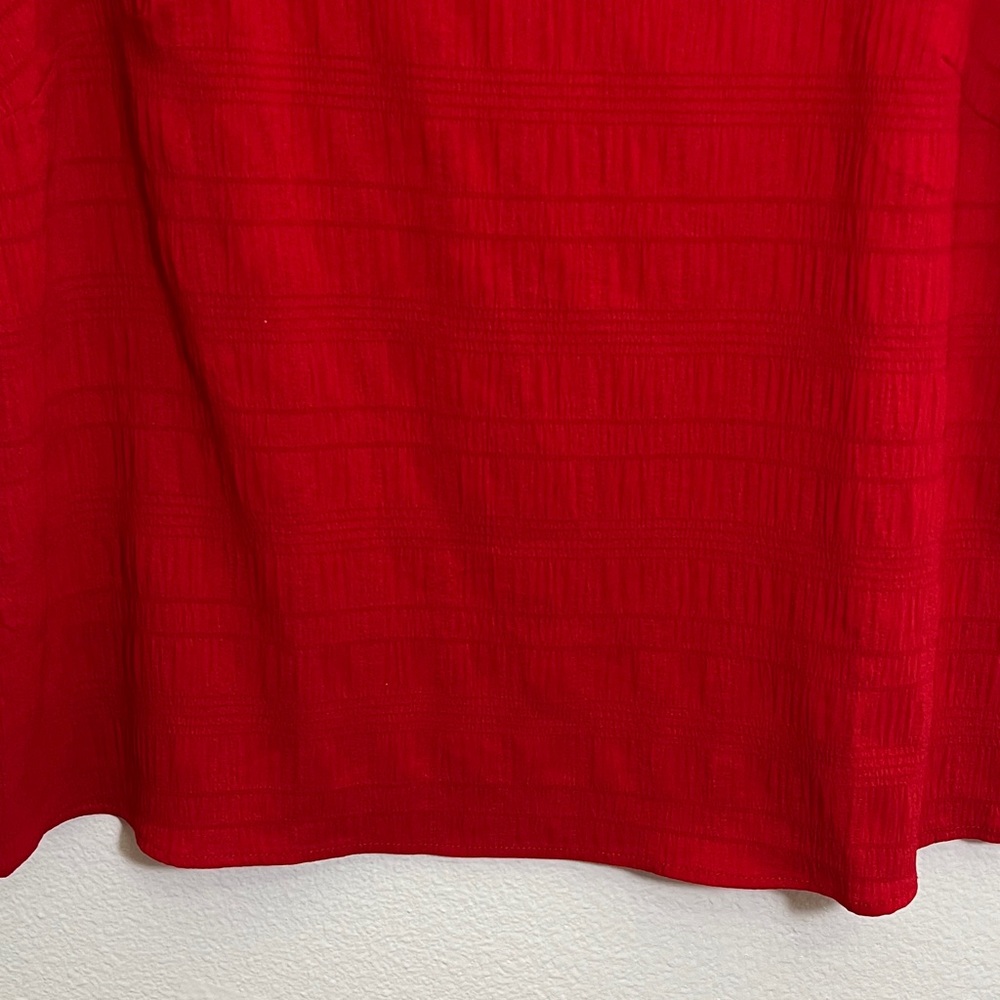 Shein Vibrant Red Ruffle Office Holiday Blouse - Picture 5 of 8